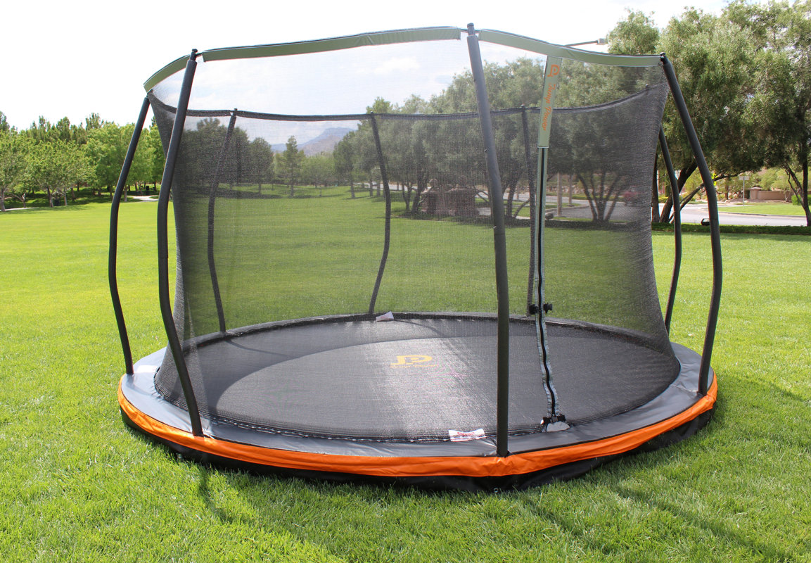 JumpPower InGround 13' Round Trampoline with Safety Enclosure